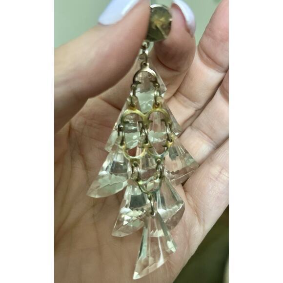 Vintage Gold/Bronze Tone Dangle Beaded Chain Drop Earrings EUC - Picture 6 of 7